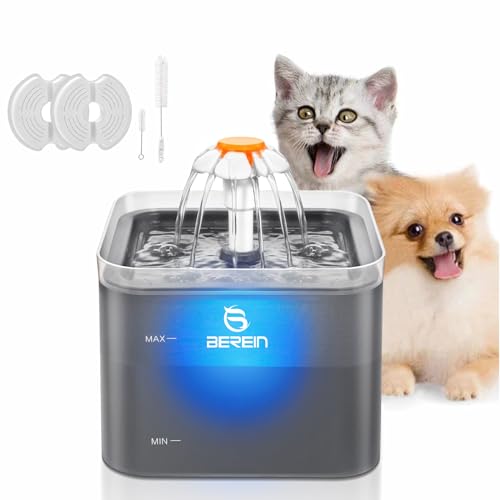Berein 2L Trinkbrunnen für Katze Mit 2 Aktivkohlefilter Katzenbrunnen Katzen Trinkbrunnen Wasserspender Wasserbrunnen Pet Water Fountain Blumentrinkbrunnen Ultraleise LED-Licht Grau Berein 2L Trinkbrunnen für Katze Mit 2 Aktivkohlefilter Katzenbrunnen Katzen Trinkbrunnen Wasserspender Wasserbrunnen Pet Water Fountain Blumentrinkbrunnen Ultraleise LED-Licht Grau von Berein