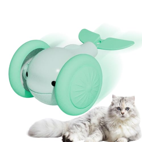 Berriphonia Katze Automatisch Bewegende Kugel | Little Whale Form Electric Cat Ball Toy | Stimulieren Wiederaufladbares Haustierspielzeug Für Innenspiele, Kätzchen -Training von Berriphonia