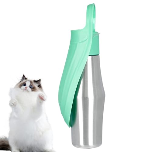 Berriphonia Wasserflasche für Spaziergänge, tragbar, mit Schüssel, tragbar, aus Edelstahl, 750 ml, auslaufsicher, für Flüssigkeitszufuhr von Haustieren auf Reisen, Wandern und von Berriphonia