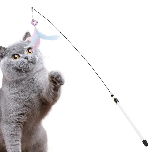 Cat Teaser Wand - Interactive Cat Pole Toy with Bell Sound, Fun Teasing Stick | Engaging Pet Supply That Encourages Active Play, Ideal During Indoor Bonding and Exercise 31.5x0.59x0.59 inches von Berriphonia