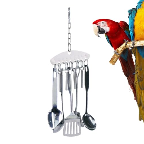 Chew Vogelspielzeug – Hängender Ring aus Edelstahl mit Löffel, Roja-Spielzeug, Parrot Swinging Scoops für Finken, Conure, Nymphensittiche, Wellensittiche, Schildkröten, Jau Zubehör Chew Vogelspielzeug – Hängender Ring aus Edelstahl mit Löffel, Roja-Spielzeug, Parrot Swinging Scoops für Finken, Conure, Nymphensittiche, Wellensittiche, Schildkröten, Jau Zubehör von Berriphonia