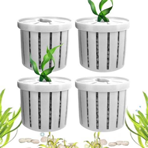 Hydroponic Fish Tank Pflanzer - Aquariumpflanzenhalter, 4 -teiliger Stabiler Korbset | Kleine Schreibtisch- und Teichdekorationen, Fenster- und -Display, benutzerfreundlicher Pflanzgefäß für Wohn von Berriphonia