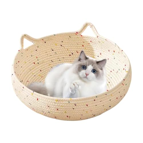 Katzenbett gewebt – rundes Katzenbett, gewebt, rund, Katzenkorb, atmungsaktiv, waschbares Hundebett aus Baumwollseil, Unterseite ohne Verrutschen Katzenbett gewebt – rundes Katzenbett, gewebt, rund, Katzenkorb, atmungsaktiv, waschbares Hundebett aus Baumwollseil, Unterseite ohne Verrutschen von Berriphonia