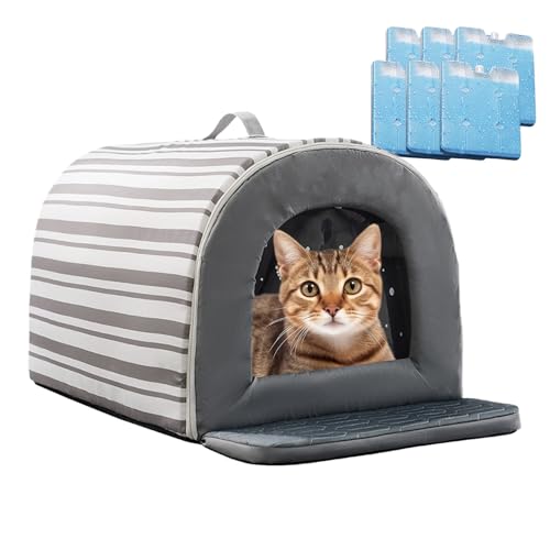 Kühlung im Freien Katzenhaus - Katzenhaus im Freien mit Eisbox, wasserdichtes Kühlzelt | Isoliertes Haustierhaus für Wohnungen wohnhaft, rutschloser bequemer Lebensraum für Innenkatzen und Welpen im I Kühlung im Freien Katzenhaus - Katzenhaus im Freien mit Eisbox, wasserdichtes Kühlzelt | Isoliertes Haustierhaus für Wohnungen wohnhaft, rutschloser bequemer Lebensraum für Innenkatzen und Welpen im I von Berriphonia