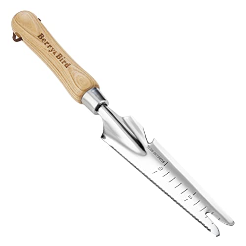 Unkrautjäter Garten Hand Weeder mit Zahnung und Skala, Edelstahl mit 5 In 1 Mini Gartenwerkzeug, Bodenmesser Landwirtschaftswerkzeug zum Pflanzen Unkrautstechen Umgraben Umpflanzen Schneiden Messen Unkrautjäter Garten Hand Weeder mit Zahnung und Skala, Edelstahl mit 5 In 1 Mini Gartenwerkzeug, Bodenmesser Landwirtschaftswerkzeug zum Pflanzen Unkrautstechen Umgraben Umpflanzen Schneiden Messen von Berry&Bird