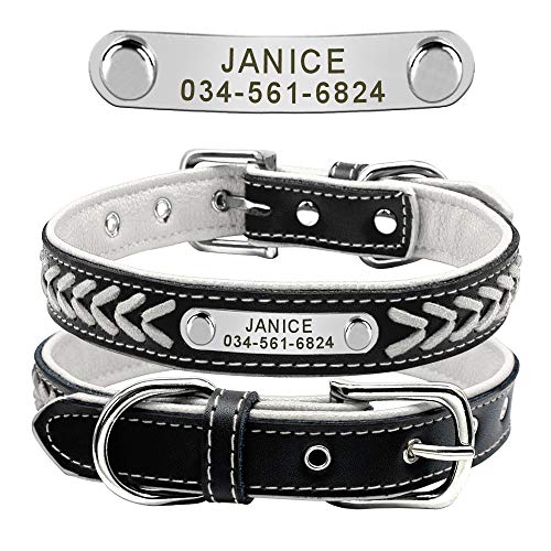 Beirui Gepolstertes Hundehalsband aus Echtleder, personalisierbar, sichere Passform, Halsband mit Namen, rot/schwarz/pink/lila/gelb/violett/Weiß, XS, S, M, L, XL Beirui Gepolstertes Hundehalsband aus Echtleder, personalisierbar, sichere Passform, Halsband mit Namen, rot/schwarz/pink/lila/gelb/violett/Weiß, XS, S, M, L, XL von Beirui