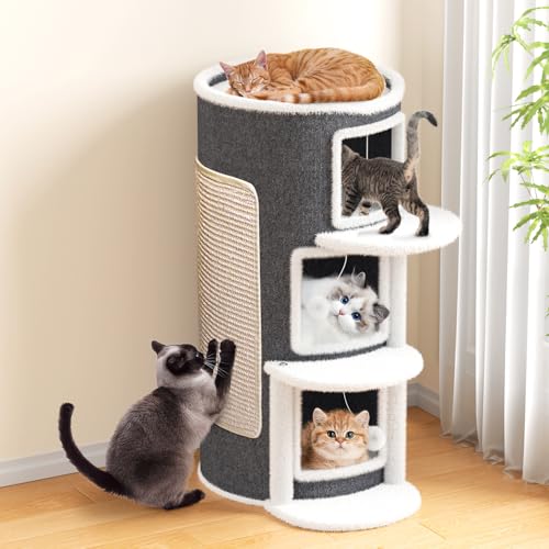 3-stöckige Katzenhöhle Katzenfass, Große Katzenhaus mit Kratzbrett für Indoor-Katzen,Kratzbaum Klein mit Plattform, Katzenbett Höhle Katzenverstec Katzentonne Katzenmöbel mit Spielball 90 * 40 * 40CM 3-stöckige Katzenhöhle Katzenfass, Große Katzenhaus mit Kratzbrett für Indoor-Katzen,Kratzbaum Klein mit Plattform, Katzenbett Höhle Katzenverstec Katzentonne Katzenmöbel mit Spielball 90 * 40 * 40CM von Bertifive