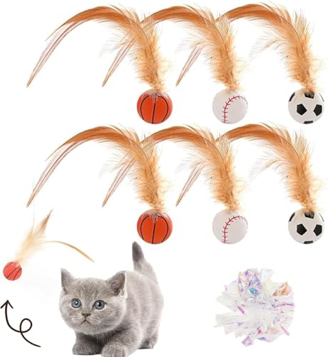7 Stück Interaktives Katzenspielzeug Ball Set, Hüpfender Katzenball mit Feder, Katzenspielzeug Feder Katzenbälle, Knisterball für Katzen Hüpfballspielzeuge Hochelastischer Spaß für Katzen Geschenk 7 Stück Interaktives Katzenspielzeug Ball Set, Hüpfender Katzenball mit Feder, Katzenspielzeug Feder Katzenbälle, Knisterball für Katzen Hüpfballspielzeuge Hochelastischer Spaß für Katzen Geschenk von Bertifive