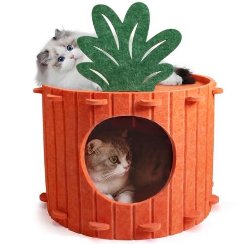 Katzenhaus aus Filz, Karotte Katzenhöhle Filz,Katzenbett für Katzen,waschbarem Haustierversteck, Schlafplatz 40X40X30CM Winterfest Katzenzelt, gemütliches Kätzchennest,Kratzschutz Katzenhaus aus Filz, Karotte Katzenhöhle Filz,Katzenbett für Katzen,waschbarem Haustierversteck, Schlafplatz 40X40X30CM Winterfest Katzenzelt, gemütliches Kätzchennest,Kratzschutz von Bertifive