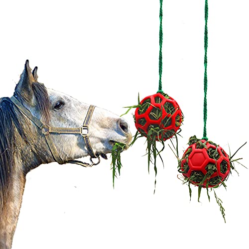 Besimple 2 Stück Pferde-Leckerli-Bälle Heu Feeder Spielzeug Ziegen-Futter-Ball hängende Fütterungs-Spielzeug für Pferde, Ziegen, Schafe, lindert Stress von Besimple