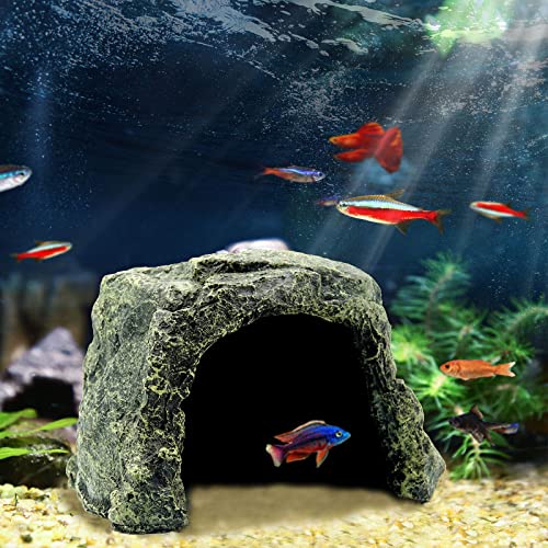 Besimple Aquarium-Versteckhöhle, Dekoration, Reptilienfelsenversteck Steinhöhle, Aquarium-Zubehör für Betta, Garnelen, Schildkröten, Amphibien, kleine Eidechsen (Felsenversteckhöhle) von Besimple