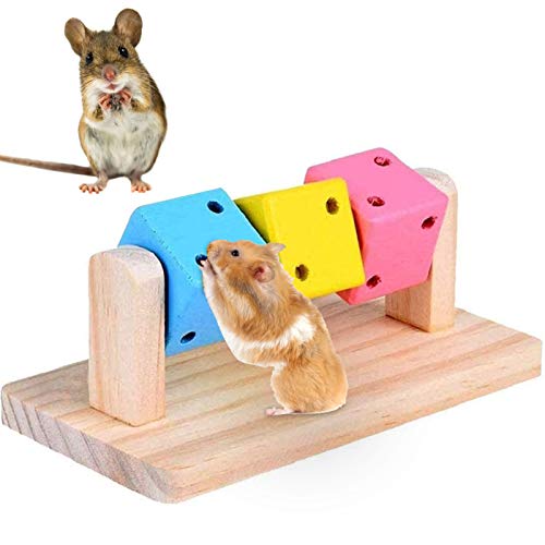 Besimple Hamster-Kauspielzeug, natürliches Holz zum Schleifen der Zähne, Spielzeug für Meerschweinchen, Übung Intelligenz-Training, bunter Holzblock für kleine Haustiere zum Kauen und Spielen von Besimple