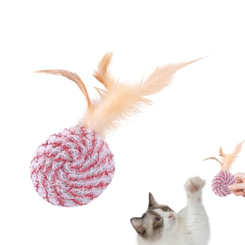 Besreey Katzenspielzeugball für Hauskatzen, Katzenfederballspielzeug | Interaktives Katzenfederspielzeug | Katzenspielzeug, interaktiver Katzenspielzeugball, lustiges Katzenspielzeug, von Besreey