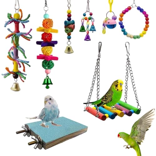 Besreey Spielzeug für Vogelsittiche, Kauspielzeug für Vögel, 8-teiliges Kauspielzeug für Vögel, Futtersuche, Schredder-Spielzeug-Set, Mehrfarbiges Kauspielzeug für Papageienkäfige aus mit Besreey Spielzeug für Vogelsittiche, Kauspielzeug für Vögel, 8-teiliges Kauspielzeug für Vögel, Futtersuche, Schredder-Spielzeug-Set, Mehrfarbiges Kauspielzeug für Papageienkäfige aus mit von Besreey