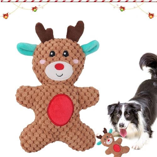 Besreey Weihnachts-Quietschspielzeug für Hunde | Kau-Fetch-Gehirnstimulierungsspielzeug mit Quietscher - Kauspielzeug für Welpen, weiches Haustierspielzeug, gefüllt, süß, langlebig, interaktives, von Besreey