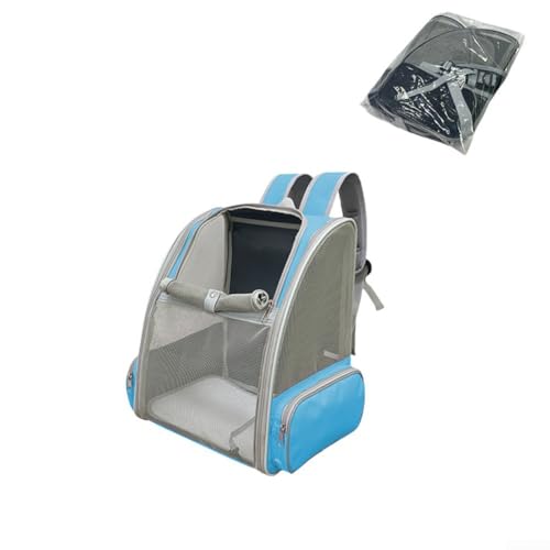 Besshepplo Haustier-Tragetasche, Rucksack, Katzentragetasche, faltbar, weiche Seiten, für kleine Haustiere, mit atmungsaktivem Design, Sicherheitsverschluss mit atmungsaktivem Netzfenster (blau) von Besshepplo