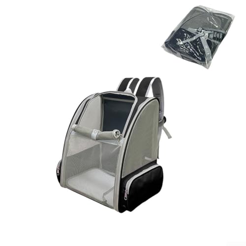 Besshepplo Haustier-Tragetasche, Rucksack, Katzentragetasche, faltbar, weiche Seiten, für kleine Haustiere, mit atmungsaktivem Design, Sicherheitsverschluss mit atmungsaktivem Netzfenster (schwarz) von Besshepplo