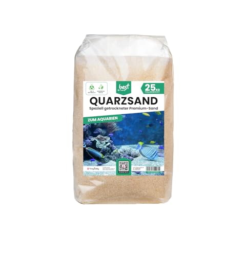 Best For Home 25 kg Quarzsand für Aquarien - Süßwasser-Bodengrund und dekorativer Naturkies. Quarz-Aquariumsand, sowohl für Süß- als auch Salzwasser geeignet. (0,1-0,4 mm) von Best For Home