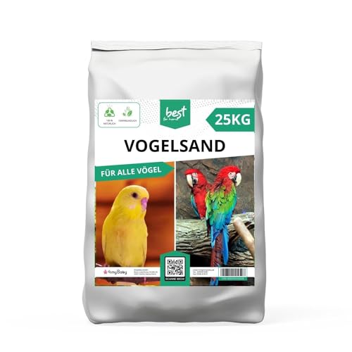 Best For Home Vogelsand | Vogelsand 25kg für Käfig | Quarzsand Vogelsand - Leicht zu dosieren und gleichmäßig zu verteilen | Papagei Sand Idealer Bodengrund für Käfige und Volieren von Best For Home