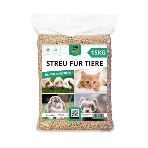 Best for Home Streu für Tiere, 15 kg, 100% natürlich, Hochabsorbierend, Geruchsneutralisierend, Umweltfreundlich und Einfach zu Verwenden, Streu für Haustiere von Best For Home