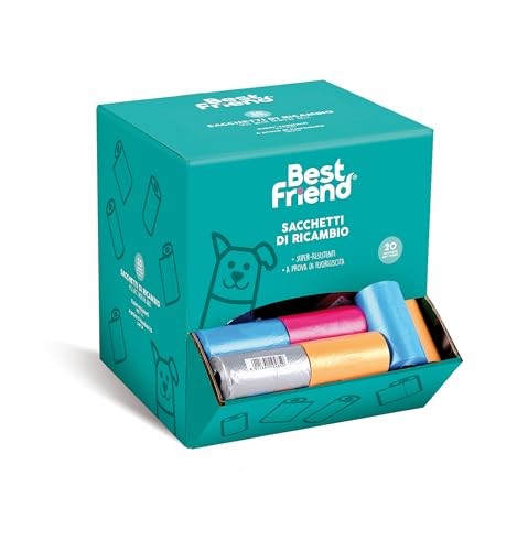Best Friend - 1600 Hundekotbeutel, sehr robust, auslaufsicher (80 Rollen à 20 Beutel), farbige Kotbeutel für unparfümierte Kotbeutel, 27 x 30 cm. von Best Friend