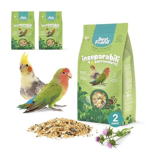 Best Friend Alleinfuttermittel für Unzertrennliche und Sittiche, 2 Packungen, Vogelfutter mit Mariendistel, natürliche Inhaltsstoffe, Qualität 100% Made in Italy von Best Friend
