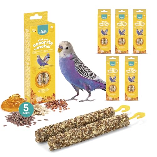 Best Friend - Gebackene natürliche Snacks für Kokorit und exotische Vögel. Leckere Sticks für Vögel, reich an Vitaminen mit Birkenholz für gesunde Zähne | Honig, 5er Pack x 85g von Best Friend