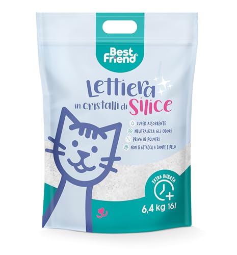 Best Friend - Katzenstreu mit Kieselsäure-Kristallen 16 l. Sand ohne Staub, sanft zu den Pfoten und super saugfähig, Maxi-Format von Best Friend