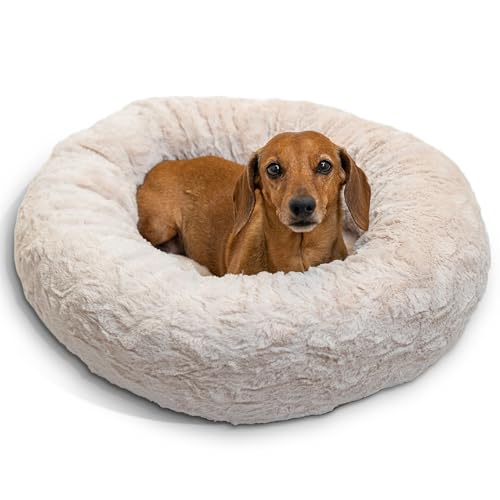 Best Friends by Sheri The Original Calming Donut Hunde- und Katzenbett in Lux-Fell, Größe S, 58 x 58 cm von Best Friends by Sheri