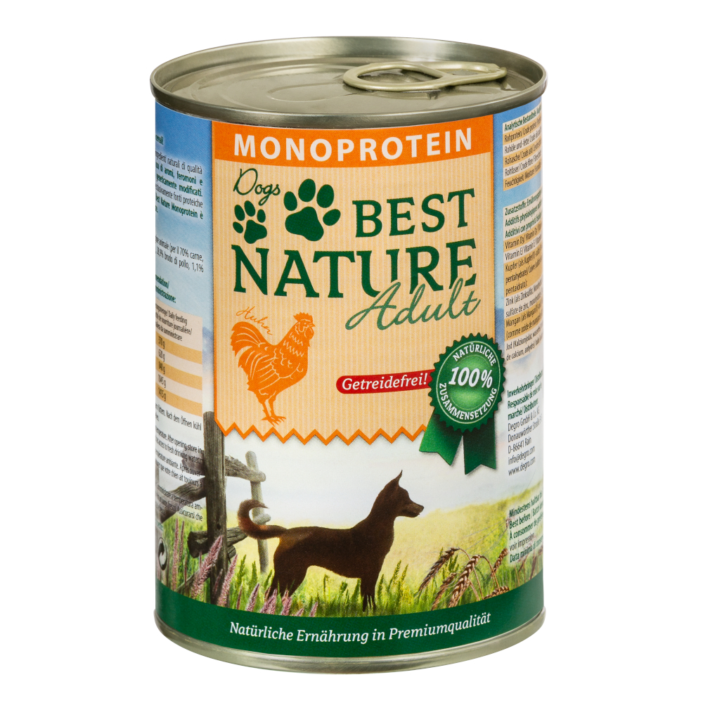Best Nature Adult Dog Monoprotein 6 x 400 g - Huhn Best Nature Adult Dog Monoprotein 6 x 400 g - Huhn von Best Nature