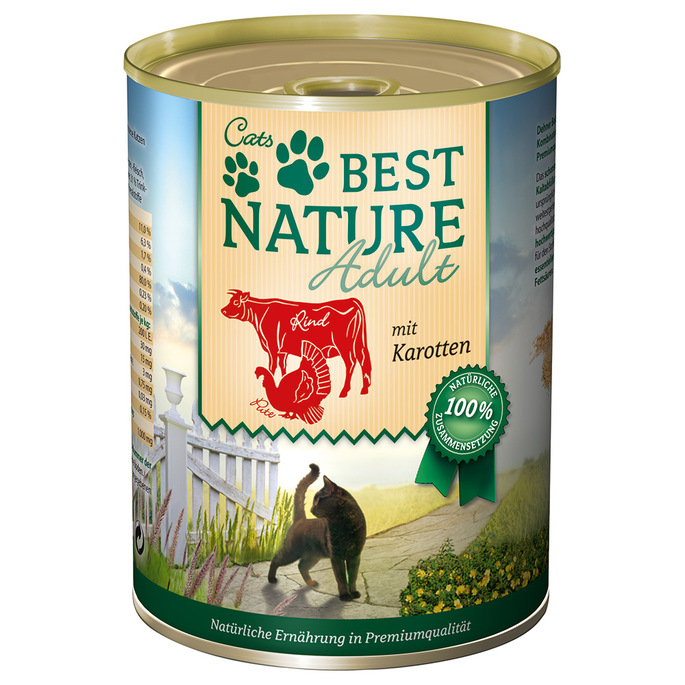 Best Nature Cat Adult 6 x 400 g - Rind, Pute & Karotten von Best Nature