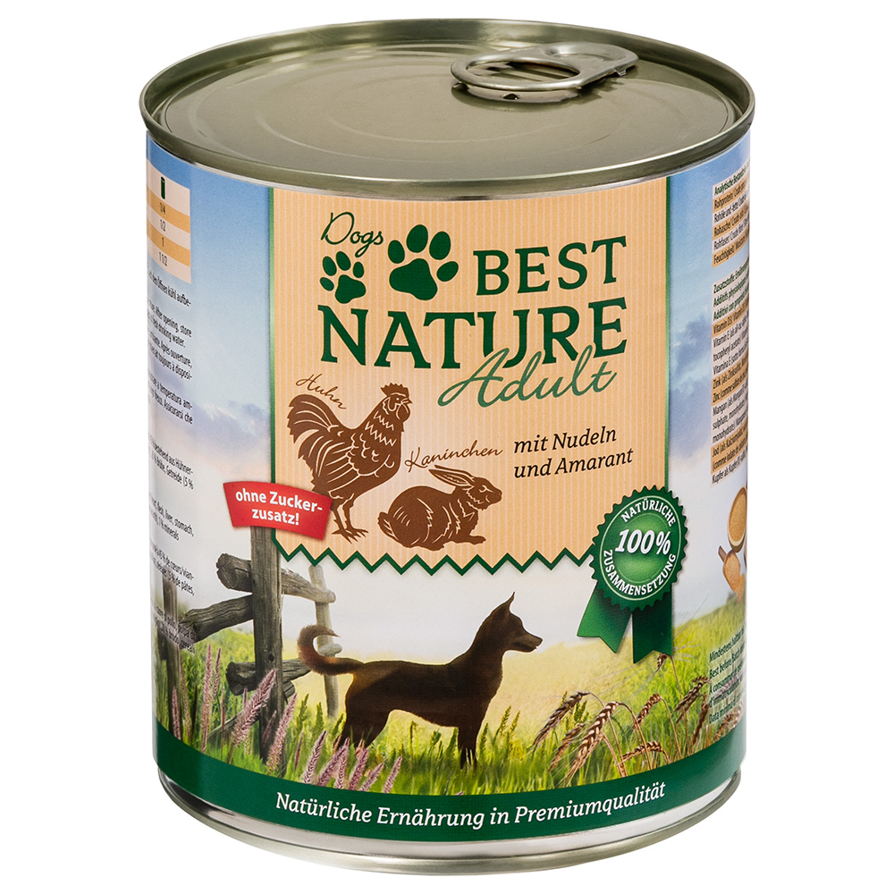 Best Nature Dog Adult 6 x 800 g - Kaninchen, Huhn & Nudeln von Best Nature