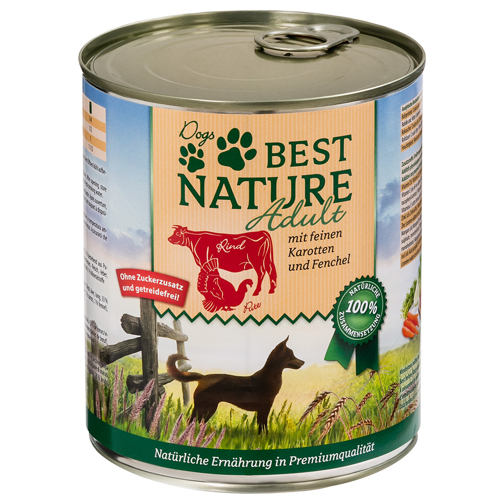 Best Nature Dog Adult 6 x 800 g - Pute, Rind & Karotten von Best Nature