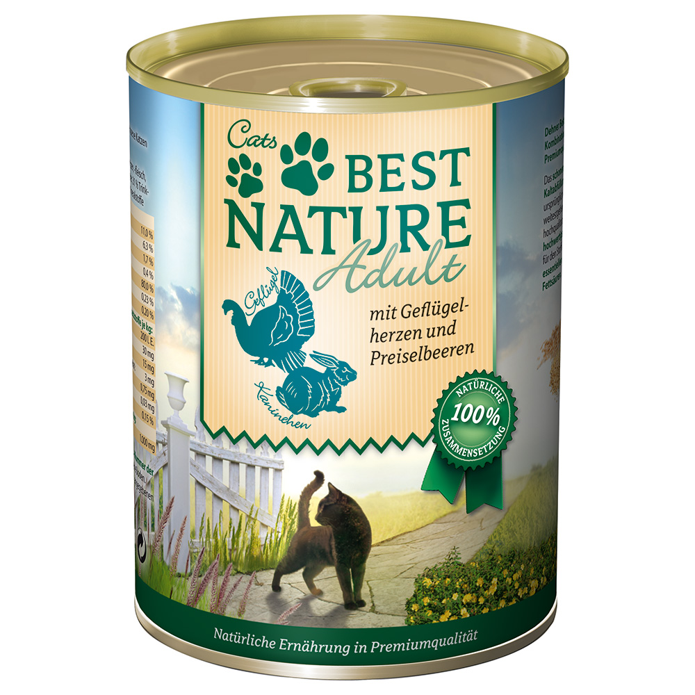 Sparpaket Best Nature Cat Adult 12 x 400 g - Geflügel & Kaninchen von Best Nature