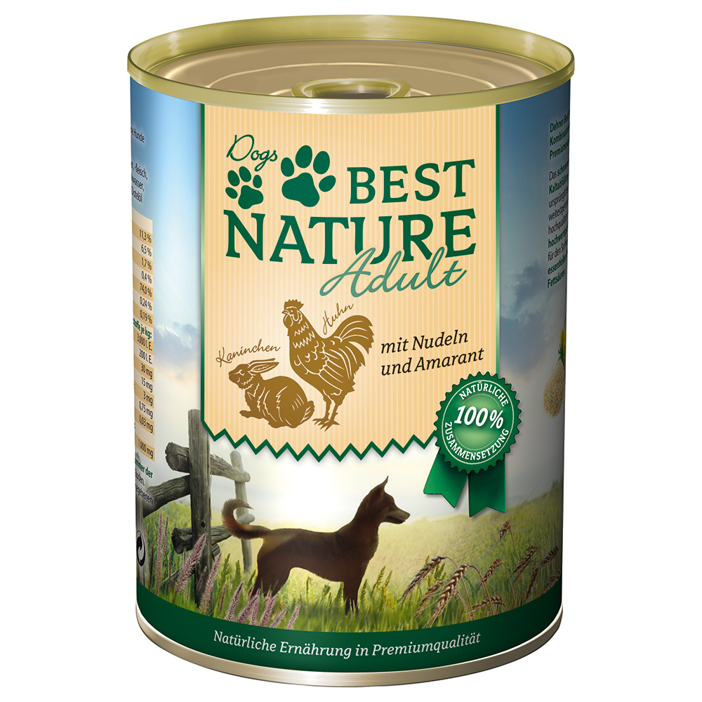 Sparpaket Best Nature Dog Adult 12 x 400 g - Kaninchen, Huhn & Nudeln Sparpaket Best Nature Dog Adult 12 x 400 g - Kaninchen, Huhn & Nudeln von Best Nature