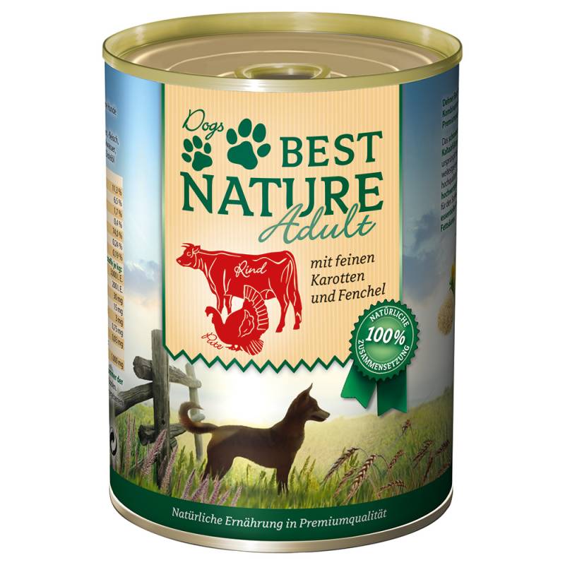 Sparpaket Best Nature Dog Adult 12 x 400 g - Pute, Rind & Karotten von Best Nature