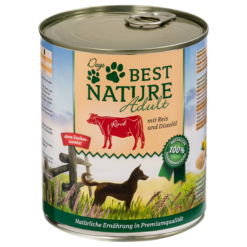 Sparpaket Best Nature Dog Adult 12 x 800 g - Rind, Reis & Distelöl von Best Nature