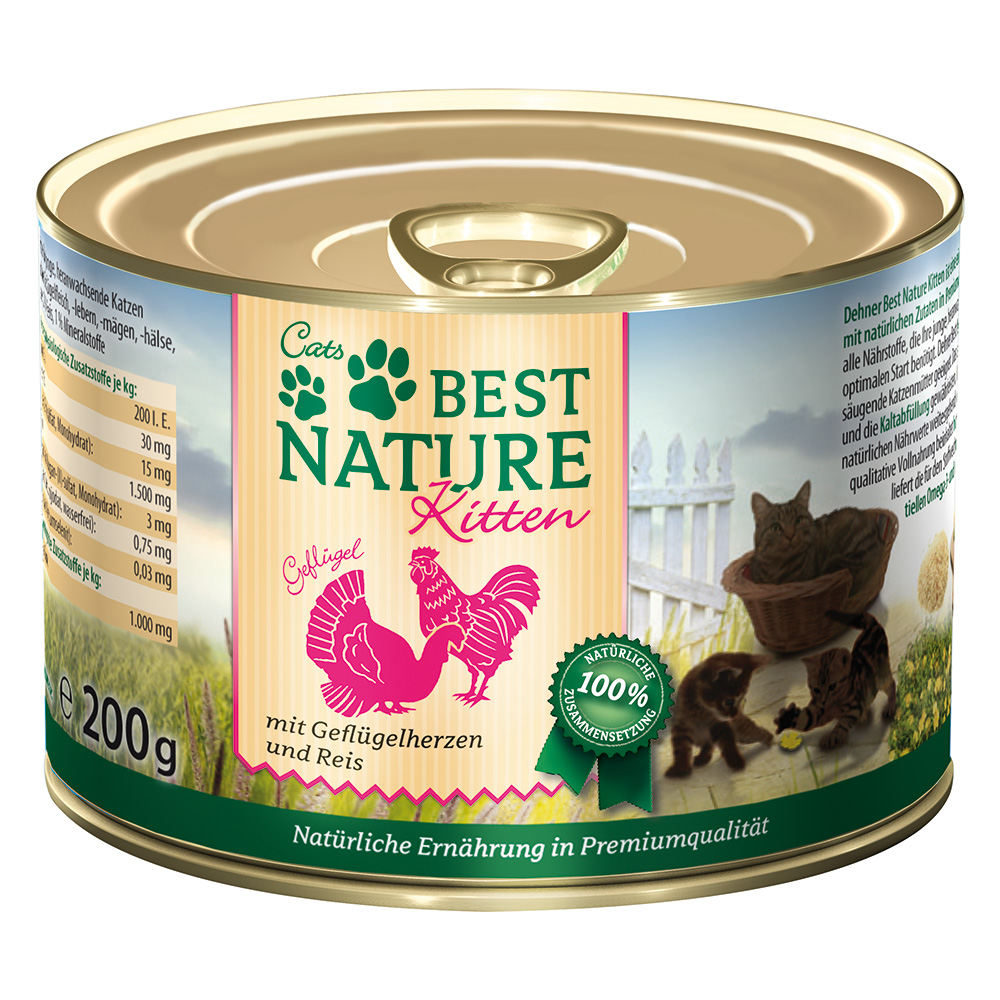 Sparpaket Best Nature Kitten 12 x 200 g - Geflügelherzen & Reis Sparpaket Best Nature Kitten 12 x 200 g - Geflügelherzen & Reis von Best Nature