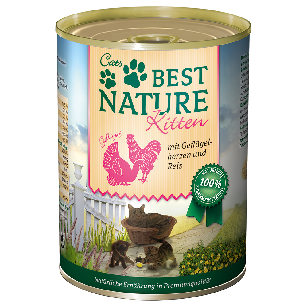 Sparpaket Best Nature Kitten 12 x 400 g - Geflügelherzen & Reis Sparpaket Best Nature Kitten 12 x 400 g - Geflügelherzen & Reis von Best Nature