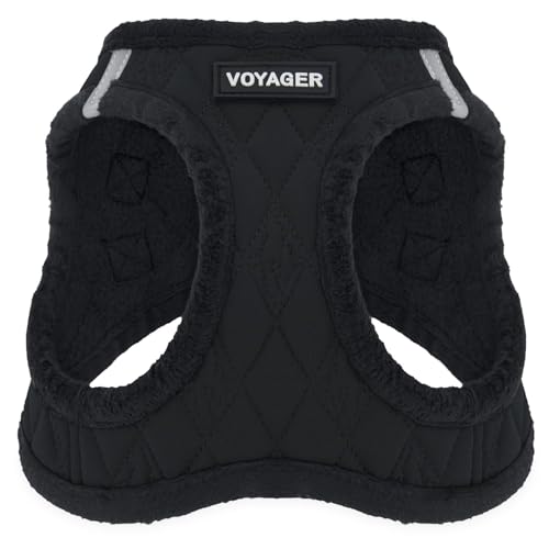 Voyager Step-In Plüsch-Hundegeschirr by Best Pet Supplies - Step-In-Westengeschirr für kleine und mittelgroße Hunde, Weicher Plüsch, Schwarzer Plüsch, size XL - Brust 52-58 cm von Best Pet Supplies
