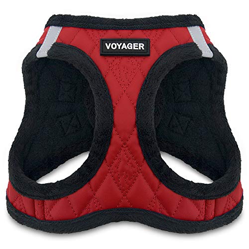 Voyager Step-In Plush Dog Harness - Soft Plush Step In Vest Harness for Small and Medium Dogs by Best Pet Supplies - Harness (Red Faux Leather), L (Brust: 18"-20.5") von Best Pet Supplies