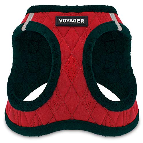 Voyager Step-In Plush Dog Harness - Soft Plush Step In Vest Harness for Small and Medium Dogs by Best Pet Supplies - Harness (Red Plush), S(Brust: 36,8-40,6 cm) von Best Pet Supplies