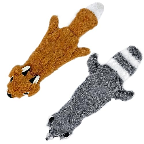 Best Pet Supplies 2-in-1 Hundespielzeug mit Quietschelement, Fuchs und Waschbär, klein (PT06T-09-S) von Best Pet Supplies