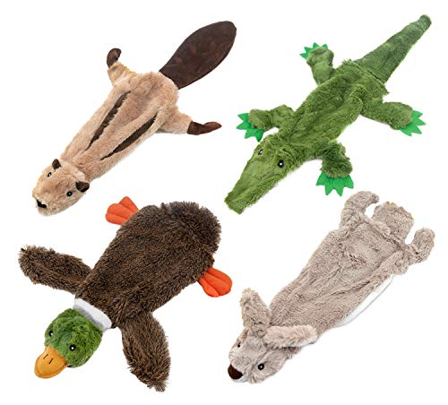 Best Pet Supplies 2-in-1 Hundespielzeug mit Quietschelement, groß (Ente, Hase, Eichhörnchen, Alligator-Paket) (PT07-08-45-47-L) von Best Pet Supplies