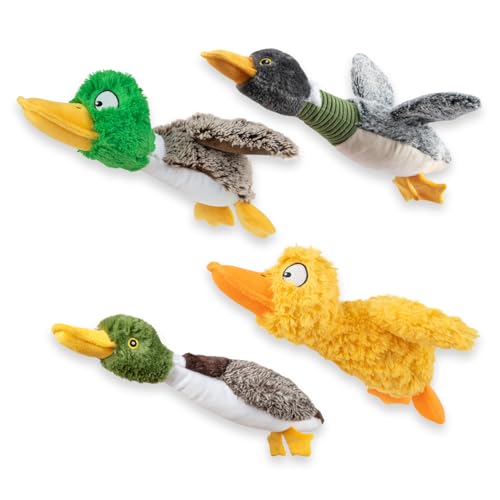 Best Pet Supplies Interaktives Mallard Mates Hundespielzeug mit knisternder und quietschender Bereicherung für kleine und mittelgroße Rassen, niedlich und plüschig, Stockentenflügel-Set (Grau, Braun, von Best Pet Supplies