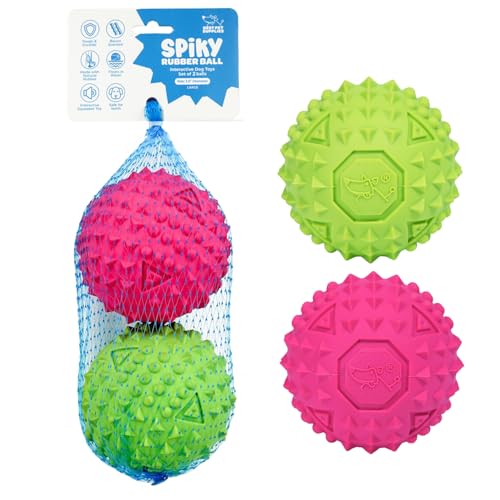 Best Pet Supplies Quietschender Gummiball mit Noppen, langlebig, ungiftig, perfekt für Aggressive Kauer, mit Stacheln für Zahngesundheit, interaktives Hundespielzeug, 2 Stück Fuchsia/Grün (Größe L: Best Pet Supplies Quietschender Gummiball mit Noppen, langlebig, ungiftig, perfekt für Aggressive Kauer, mit Stacheln für Zahngesundheit, interaktives Hundespielzeug, 2 Stück Fuchsia/Grün (Größe L: von Best Pet Supplies