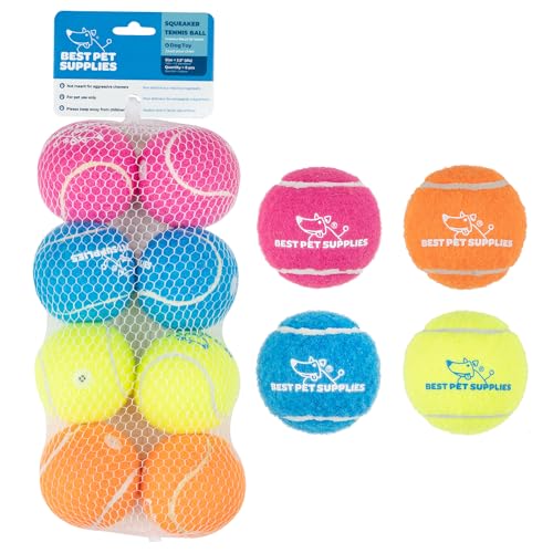 Best Pet Supplies Quietschendes Tennisspielzeug für Hunde, 8 Stück, robustes, interaktives Haustierspielzeug zum Werfen und Apportieren, unterstützt Übung und natürliches Verhaltenstraining, langlebig von Best Pet Supplies