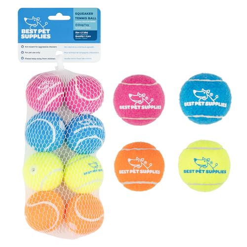 Best Pet Supplies Quietschendes Tennisspielzeug für Hunde, 8er-Pack, Robustes interaktives Haustierspielzeug zum Werfen und Apportieren, unterstützt Übung und natürliches Verhaltenstraining, von Best Pet Supplies