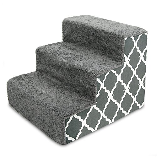 Best Pet Supplies ST255C-S Haustiertreppe mit CertiPUR-US-zertifiziertem Schaumstoff für Hunde und Katzen, Grauer Gitterdruck, 3-stufig, Höhe: 34,3 cm Best Pet Supplies ST255C-S Haustiertreppe mit CertiPUR-US-zertifiziertem Schaumstoff für Hunde und Katzen, Grauer Gitterdruck, 3-stufig, Höhe: 34,3 cm von Best Pet Supplies
