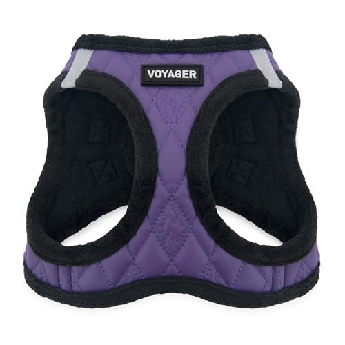 Voyager Step-In Plüsch-Hundegeschirr by Best Pet Supplies - Step-In-Westengeschirr für kleine und mittelgroße Hunde, Weicher Plüsch, Violett Kunstleder, size XL - Brust 52-58 cm von Best Pet Supplies